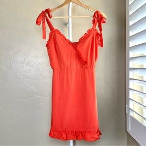 Lost + Wander Ruffle Mini Dress XS in Deep Orange